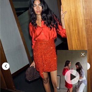 Never Fully Dressed Red Mini Jaspre Sequin Skirt